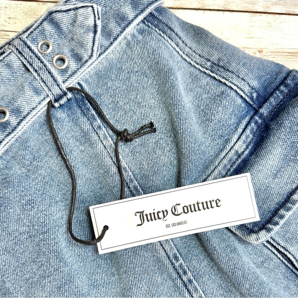 Juicy Couture Denim Cargo Mini Skirt w/ Removable Belt Size 29 - Picture 3 of 8